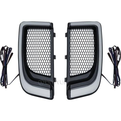 DIYIYUN Black Lower Vented Fairing Grills LED Turn Signal Lights for Harley Touring FLHTK 14-20