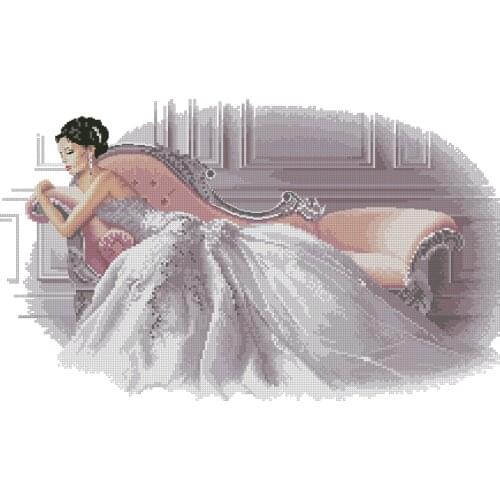 Elegance Elegant lady Girl Woman Beauty Heritage Top Quality Needlework Embroidery DIY Cross Stitch Kit 14CT Unprinted Handmade