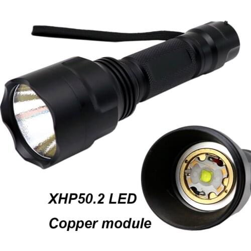 Copper module 2600Lm C8 Upgrade 3.0V XHP50.2 HIGH POWER 2 groups 3 or 5 modes LED Flashlight 18650 Torch Hunting Lantern OP/SMO