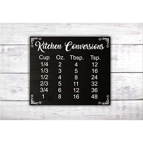 Metal Tin Sign Decor Wall Art Kitchen Conversions Sign | Kitchen Wall Decor | Kitchen Measurement Chart 12x16 Inches