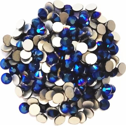 Metal blue Super Glitter Crystal Nail Art Rhinestones Flatback Glass Non Hot Fix Rhinestone Glue On Nail Art Decorations
