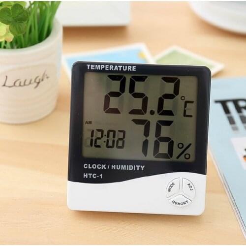 LCD Home Office Weather Station Digital Thermometer Large Screen Hygrometer High-Precision Calendar Multiple Positioning Clock