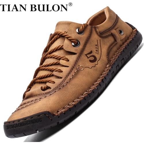 Men Casual Shoes Leather Fashion Men Sneakers Handmade Breathable Man Shoes Lightweight Mens Loafers Moccasins Plus Size 38-48