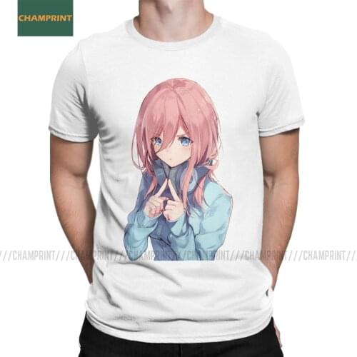Mens T-Shirts Miku The Quintessential Quintuplets Cotton Tees Short Sleeve Nakano Miku Ichika Manga Anime T Shirts Plus Size