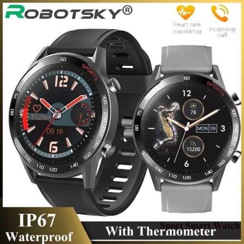 Men Smart Watch With Thermometer IP67 Waterproof SmartWatch Sport Fitness 24H Heart Rate Blood Pressure Monitor Women wristband