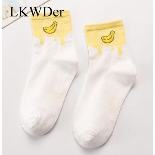 5 Pairs Womens Socks Funny Cute Cartoon Fruit Strawberries Japanese Cute Sweet Cotton Socks Women Ladies winter socks Meias