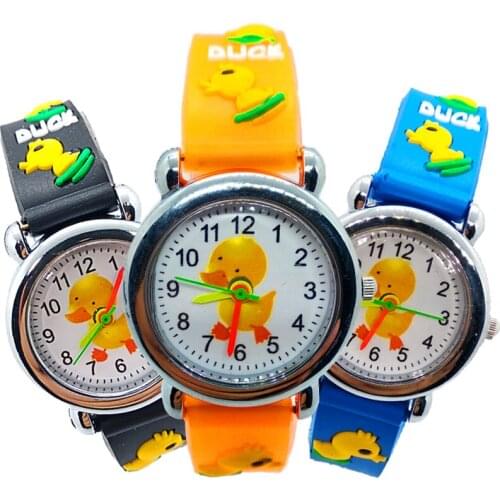 2020 New 3D Duck Cartoon Children Watch Digital Boys Watches Girl Students Clock Waterproof Kids Quartz Electronics Clock Watch