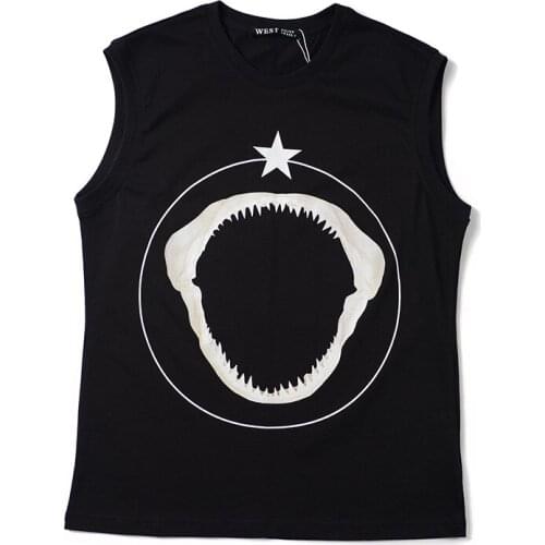 Novelty New High 2020 Men Fashion Shirts Shark bone teeth Top Hip Hop Skateboard Street Cotton Tee Tank Tops Dog #N126