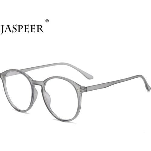 JASPEER Women Retro Round Anti Blue Light Computer Glasses Men Blue Light Blocking Eyeglasses Transparent Optical Frames