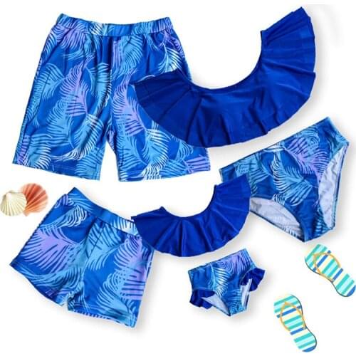 Family Matching Outfits Mom Daughter Swimwear Father Son Swim Shorts Adults Child Bikini Swimwear Beach Set Boy And Girl Clothes