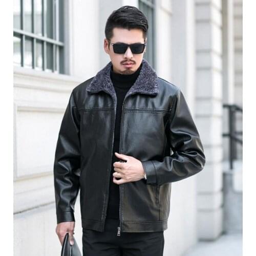 Autumn winter motorcycle leather jacket men plus velvet thicken clothes mens leather jackets and coats biker b407