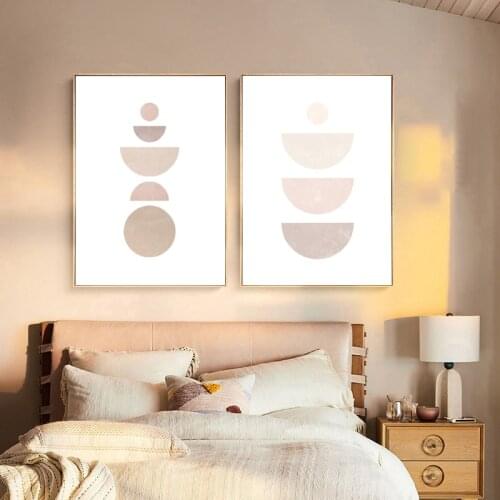 Moon Phase Abstract Geometric Shapes Poster Boho Prints Mid Century Neutral Colors Wall Art Pictures Canvas Painting Home Decor