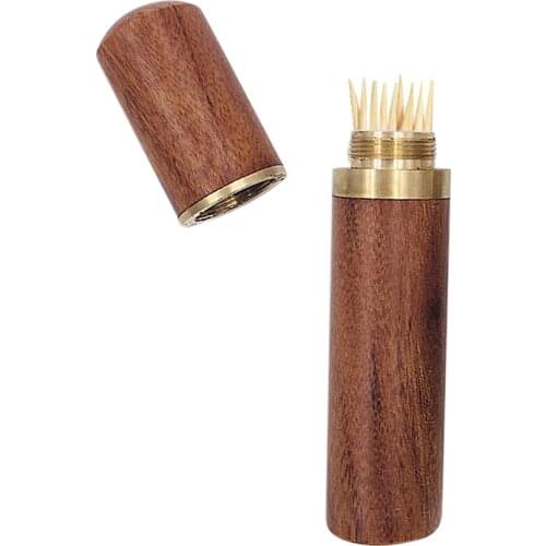Toothpick Box Portable Retro Portable Wooden Mini Toothpick Holder Box