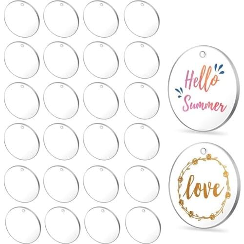 50Pcs Clear Keychains for Vinyl,Acrylic Transparent Circle Discs Acrylic Blanks Keychain Bulk for DIY Keychain,Crafting