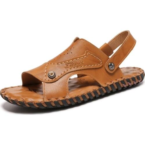 Big Size 38-47 Men Cow Leather Sandals Handmade Sandal Outdoor Sandal