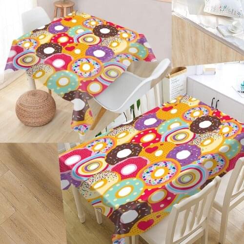Donuts Pattern Custom Table Cloth Oxford Fabric Rectangular Waterproof Oilproof Table Cover Family Party Tablecloth