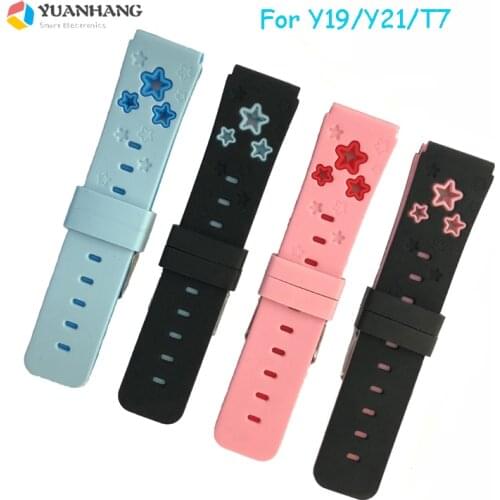 Replace Smart Watch Strap for Y19 Y21 T7 Double Color 20MM Raw Ear Star Watchband Silicone Wrist Belt with Connection