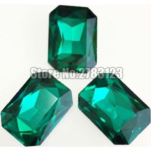 Super flash Malachite green Rectangle octagon shape crystal glass pointback loose rhinestones,diy Clothing accessories