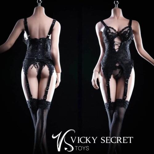 In Stock VSTOYS 18XG29 1/6 Scale Female Sexy Clothes White/Black Sling Stockings Underwear Model Accessory For 12" Action Figure