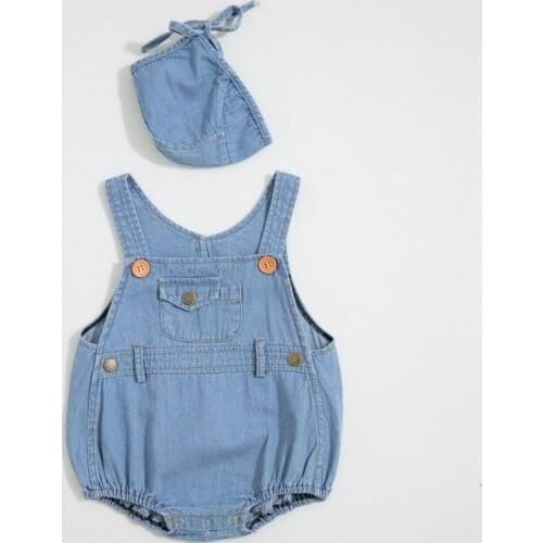 Spring Baby Clothes Fashion Boy Girl Jean 0-24M Infant Clothes Bodysuit+Cap 2Pcs Party Birthday High Quality Baby Clothing