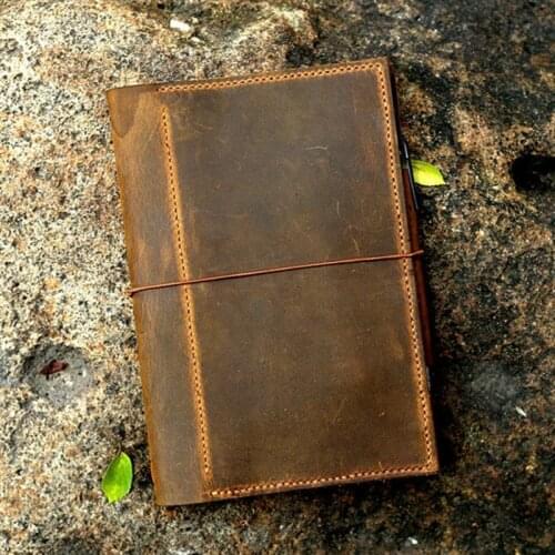 Personalized leather midori travel journal A5 refillable notebook / leather passport boarding pass holder / travel organizer