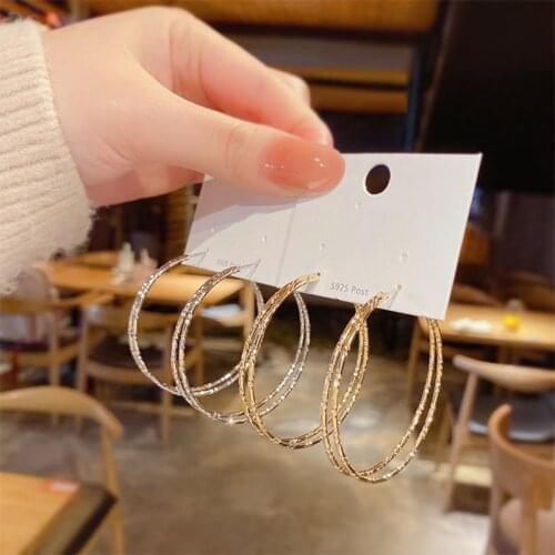 YAOLOGE 2021 New Fashion Gold Color Silver Color Hoop Earrings Big Round Circle For Women Gift Girls Party Jewelry Oorbellen