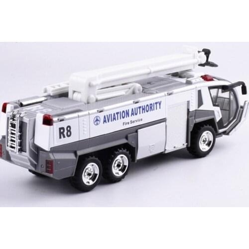 1: 32 Alloy Car Airport Fire Truck Model Engineering Car Sound And Light Toy Boy Birthday New Year Christmas Gift White