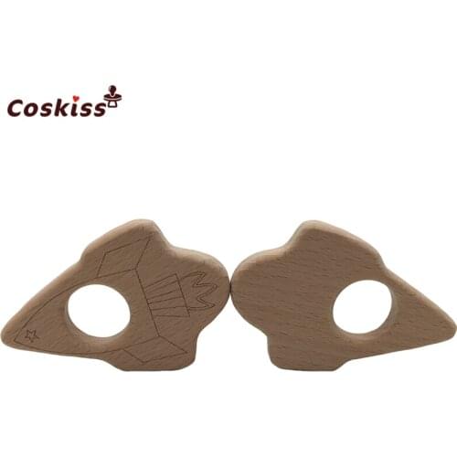 10pcs Baby Teether Aircraft Pendant DIY Jewelry Pendants Necklace Bracelets Accessories BPA Free Pacifier Wooden Fighter Teether