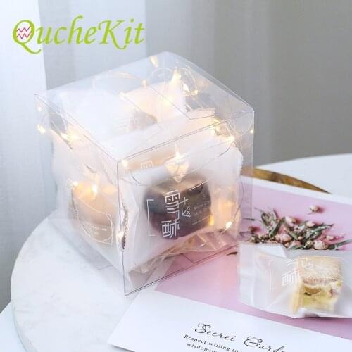 10pcs Square Transparent Plastic Gift Boxes Baby Shower Wedding Party DIY Gift Packaging Box Baking Cake Wrapping Supplies