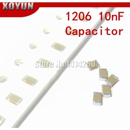 100pcs/lot 1206 10NF X7R Error 10% 50V 1206 103 smd capacitor