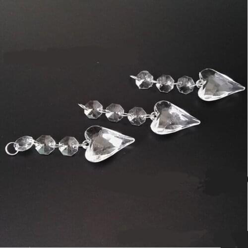 12pcs3 beads 1Heart drop Clear Acrylic Crystal Garland Chandelier Hanging Bead Chains Wedding party Decoration