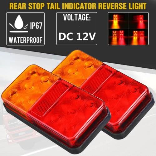 2pcs 12V 10 LED Car Trailer Truck Rear Tail Light Stop Brake Lights Durable Indicator Lamp Taillight Turn Signal Lamp Waterproof