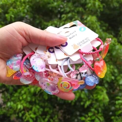 2PCS New Cute Ice Cream Princess Headwear Cartoon Kids Elastic Hair Bands Children Ropes Girls Accessories Baby Headdress