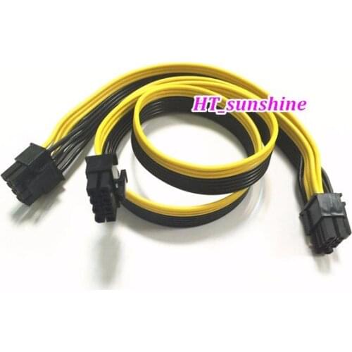 20PCS High Quality 8 Pin Male to Dual 8 Pin (6pin+2pin) MalePower Cable for Video Card 60cm+20cm Ribbon Cable