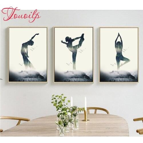 3 pcs/set,DIY 5D Full Diamonds Embroidery Yoga Dancer 5d Diamond Painting Cross Stitch Kits Rose,Diamond Mosaic Home Decoration