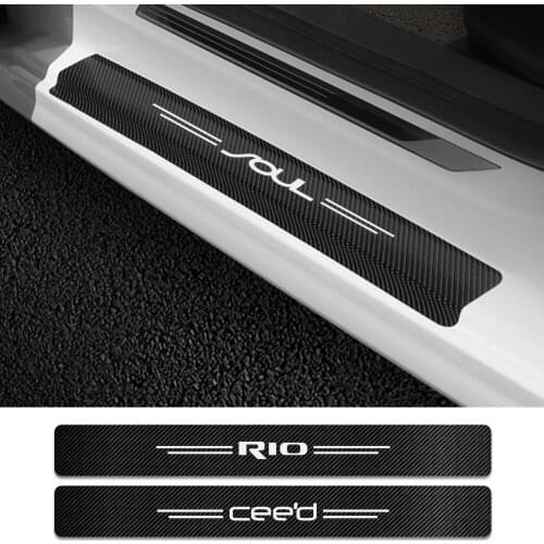 4PCS Car Door Threshold Sticker For Kia Sportage 3 4 QL Rio 3 4 K2 Optima Sorento Picanto Ceed Forte Cadenza K9 Soul Accessories