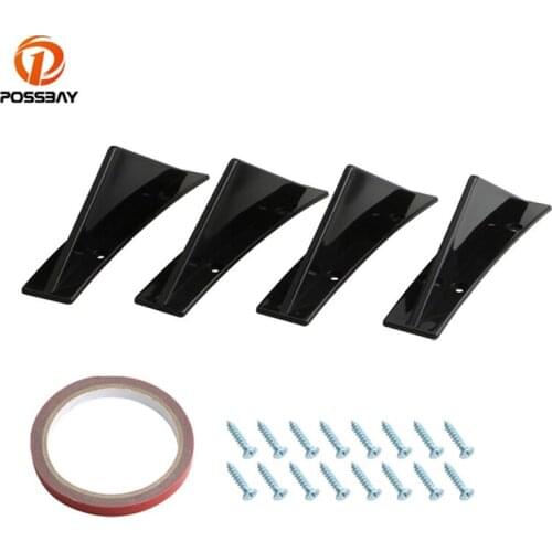 4pcs Car Rear Lower Bumper Lip Diffuser Universal Black Shark Fins Spoiler Splitter Trim for Ford VW BMW Opel Kia Honda Mazda