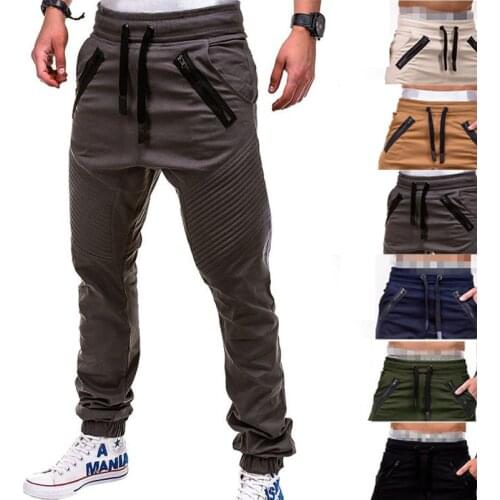 Men Casual Pants Joggers Solid Thin Cargo Sweatpants Male Multi-pocket Trousers Hip Hop Harem Pencil Pants Trousers