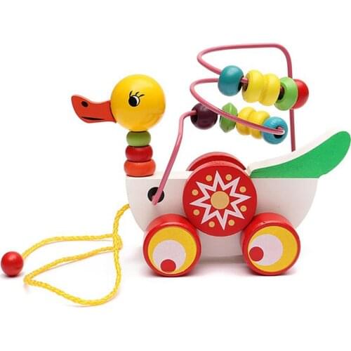 Toddler Kids Baby Toys Traditional Pull Along Duck Dog Wooden Montessori Toys For Children Newborn Baby Learn Walk Toys For Kids