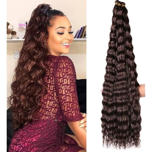 Full Star Crochet Hair Pink Ombre Blonde Ocean Wave 32 Inch Synthetic Hair 100g Soft Braiding Hair Extensions Deep Wave Twist