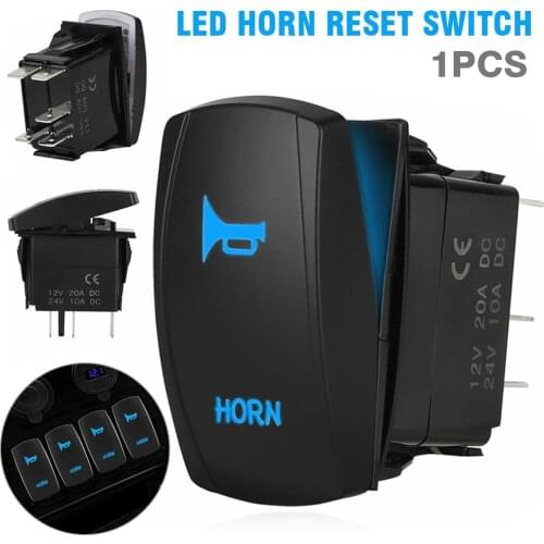 For Auto Truck Boat 1pc 20A 12V SPST 5PIN (ON)-OFF Momentray Marine Switch Auto Truck Boat Waterproof With Blue Dual LED "Horn"