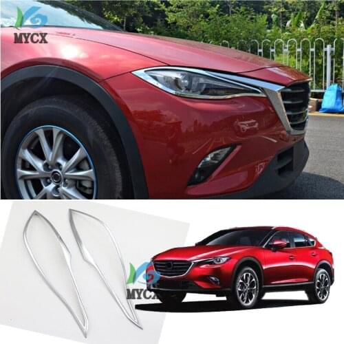 For Mazda CX-4 CX4 CX 4 2016 2017 2018 CHROME FRONT HEAD LIGHT LAMP COVER HEADLIGHT TRIM EYELID 2PCS ACCESSORIES