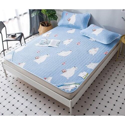 Home Textile Summer Cool Thin Mat Bed Cover Viscose Fiber Fitted Sheet Set Sleeping Mattress Protector Mattress Cover Bedspread
