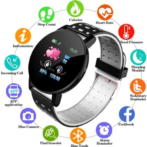 119 Plus Round Screen Fitness Tracker Smart Watch Women Men Heart Rate Blood Pressure Smartwatch Sleep Monitor Fitness Tracker
