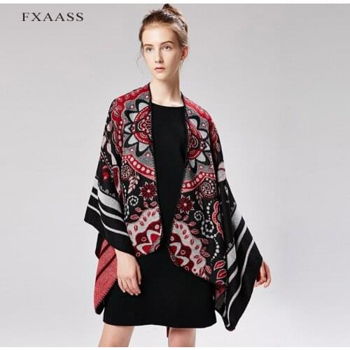 FXAASS New Autumn/Winter Shawl Fashion Poncho Women Scarf for Lady Luxury Blanket Cashmere Scarves Warm Pashmina Wholesale Cape