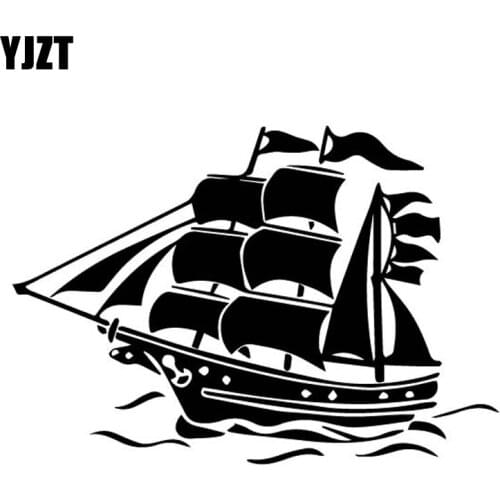 YJZT 15.7CM*10.9CM Interesting Boat Stately Ship Coolest Vinly Decal Distinctive Decor Car Sticker Black/Silver C27-0803