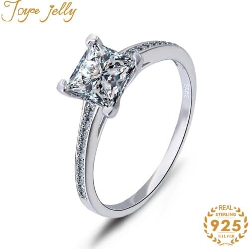 JoyceJelly Women 925 Sterling Silver Wedding Jewelry Ring Simple Style Square Gemstone Fashion Fine Jewelry Hot Selling Gifts