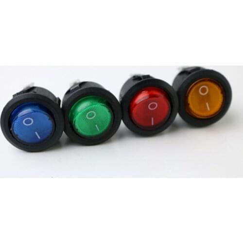 KCD1 Black Round 3Pin SPDT ON/OFF Rocker Power Switch AC 125V/10A 250V/6A With light