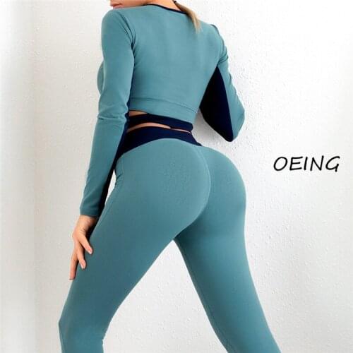 Two Piece Yoga Set Long Sleeve Women Sports Bra Yoga Set Workout Clothes for Women