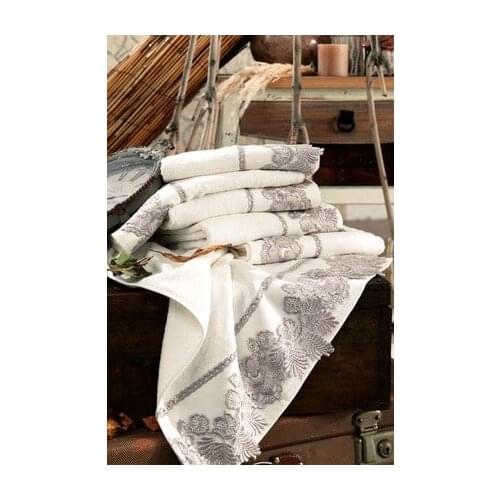 DowryWorld-Dantela-French Laced Leaf Dowery Bamboo Towel Cream